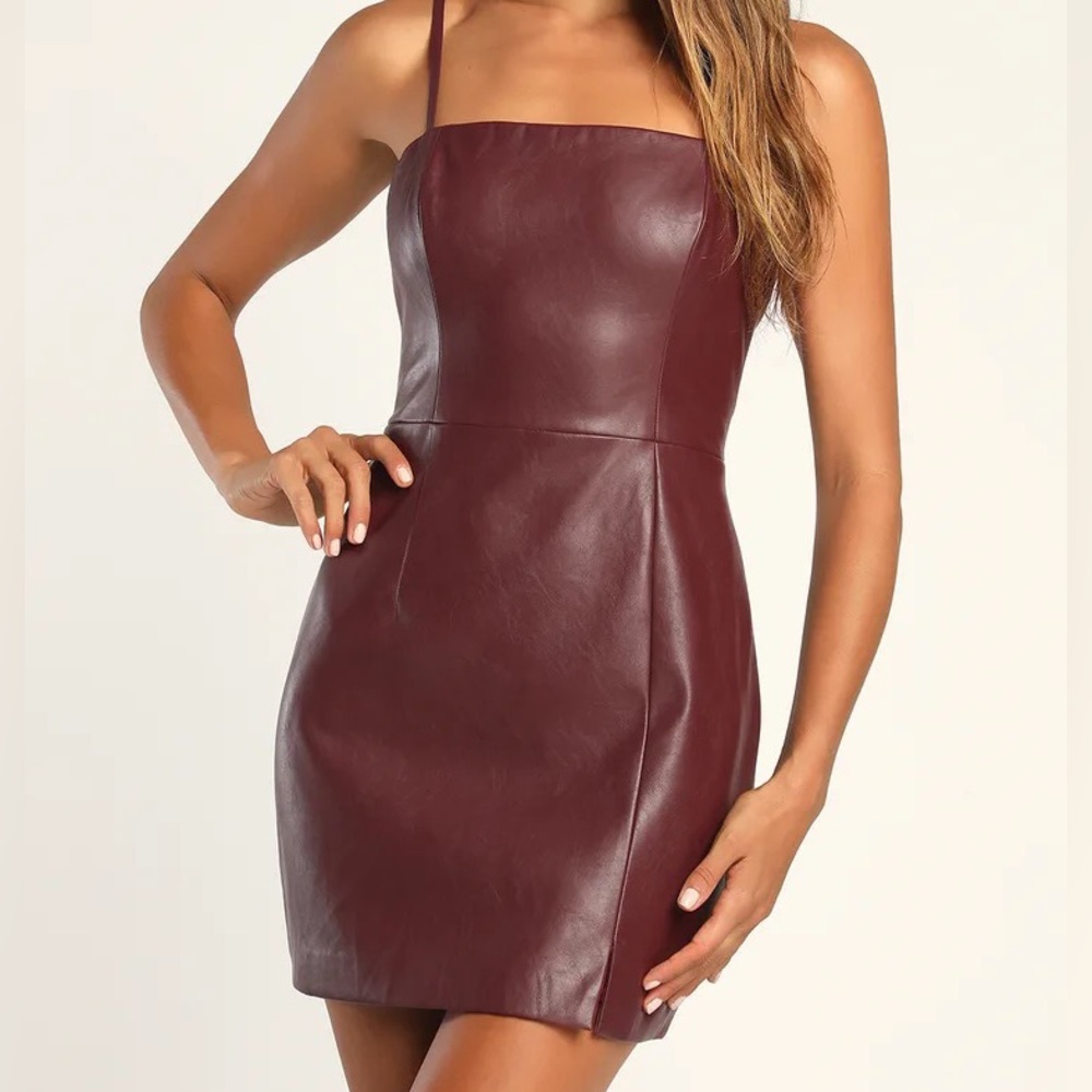 LULUS MAROON LEATHER MINI DRESS